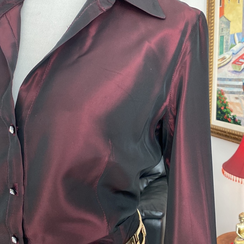 David Meister Satin Burgundy 2 Piece Maxi Dress - Picture 2 of 10
